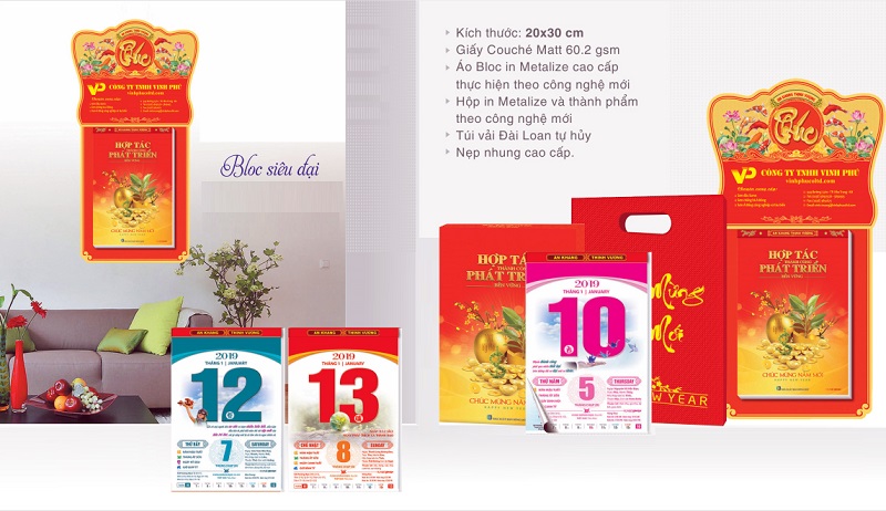 In và thiết kế lịch block, những mẫu lịch block 2019 đẹp nhất