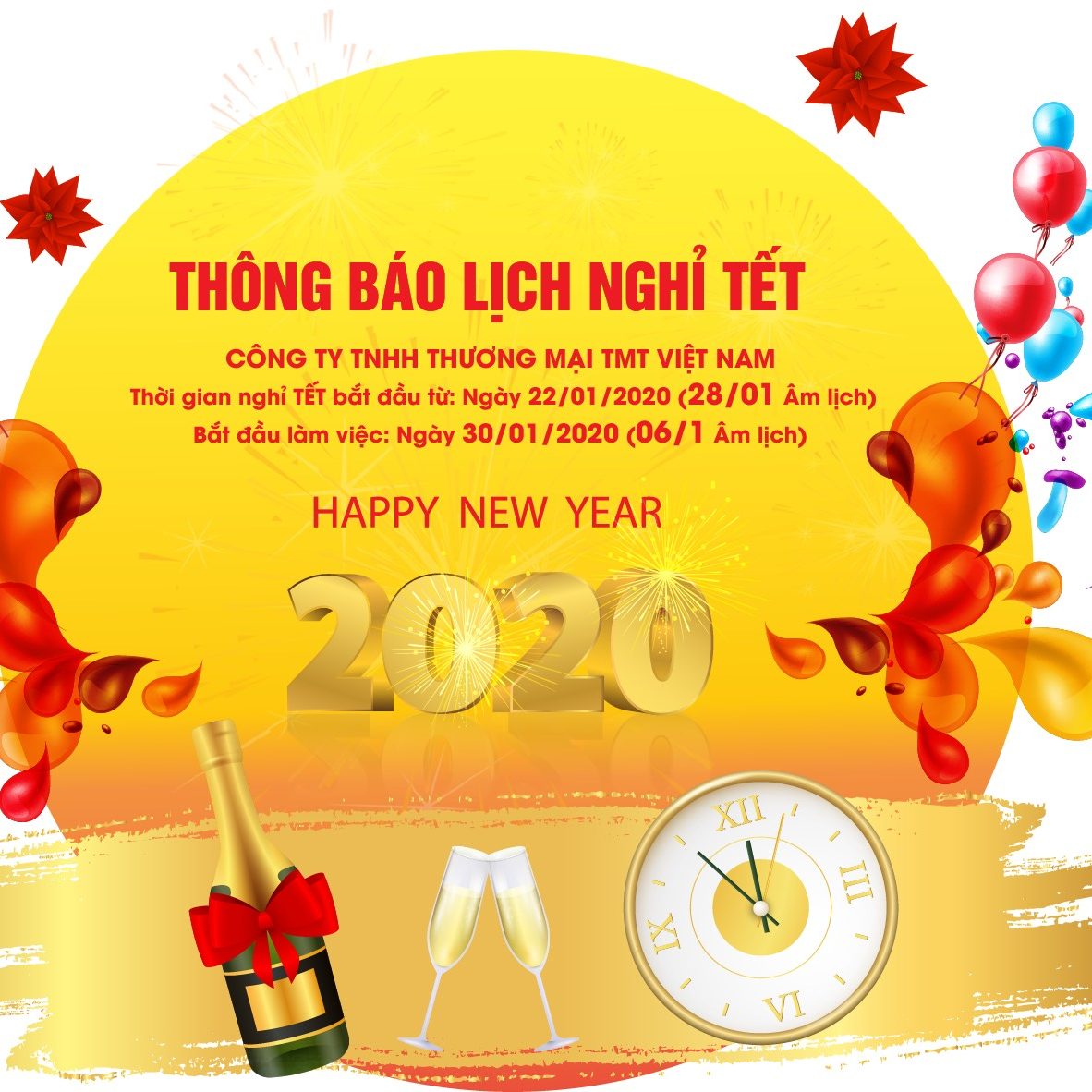 Thông báo lịch nghỉ Tết 2020