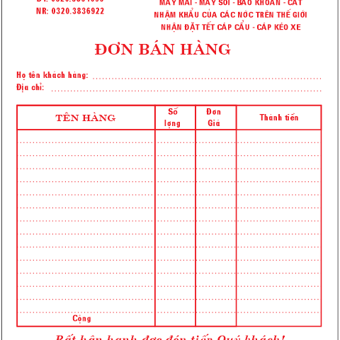 hóa đơn bán lẻ