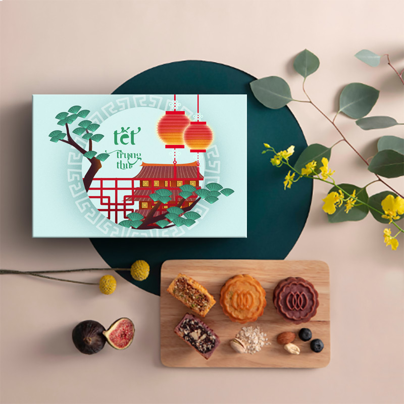 Hộp đựng 6 bánh trung thu mẫu "vọng nguyệt lâu"