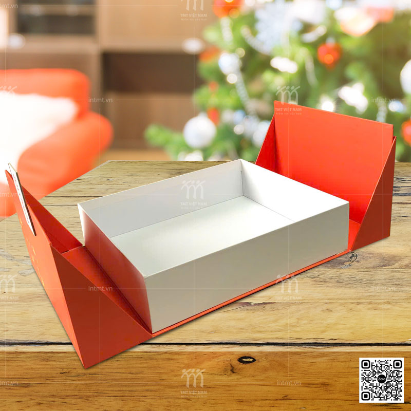 vỏ hộp quà tết 2 cánh mở vát chéo