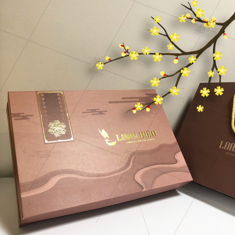 Mẫu hộp đựng yến sào loan viên nâu