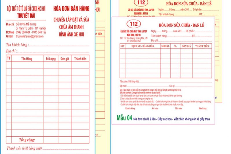 mẫu in hóa đơn bán lẻ liên 2