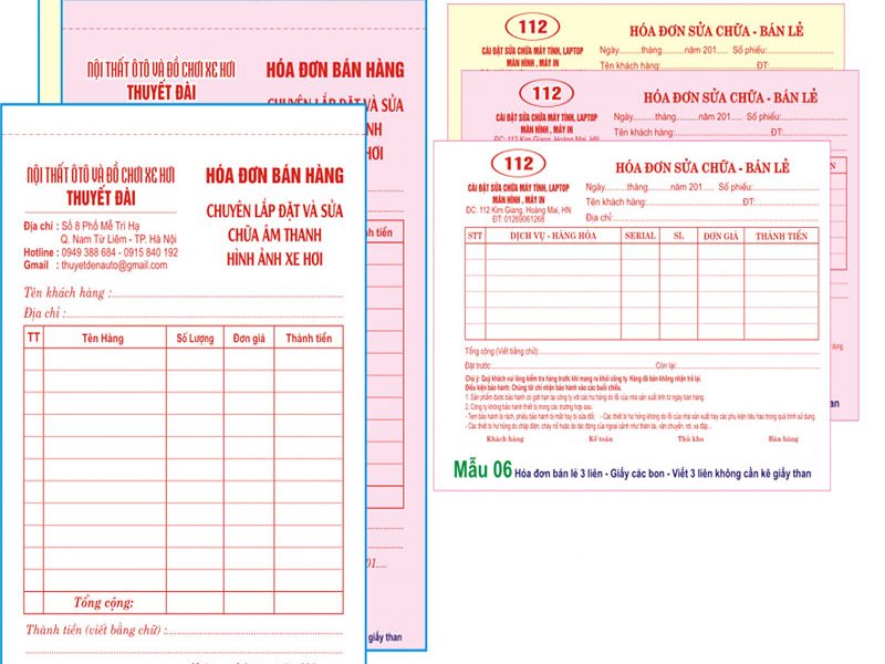 mẫu in hóa đơn bán lẻ 3 liên