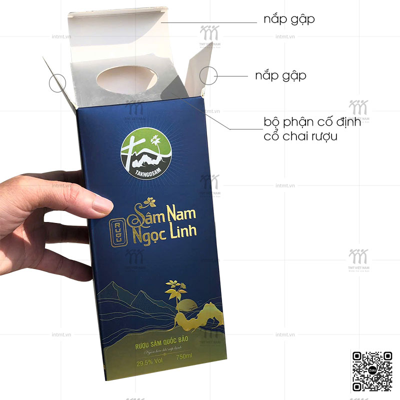 hộp giấy đựng rượu dạng nắp gập