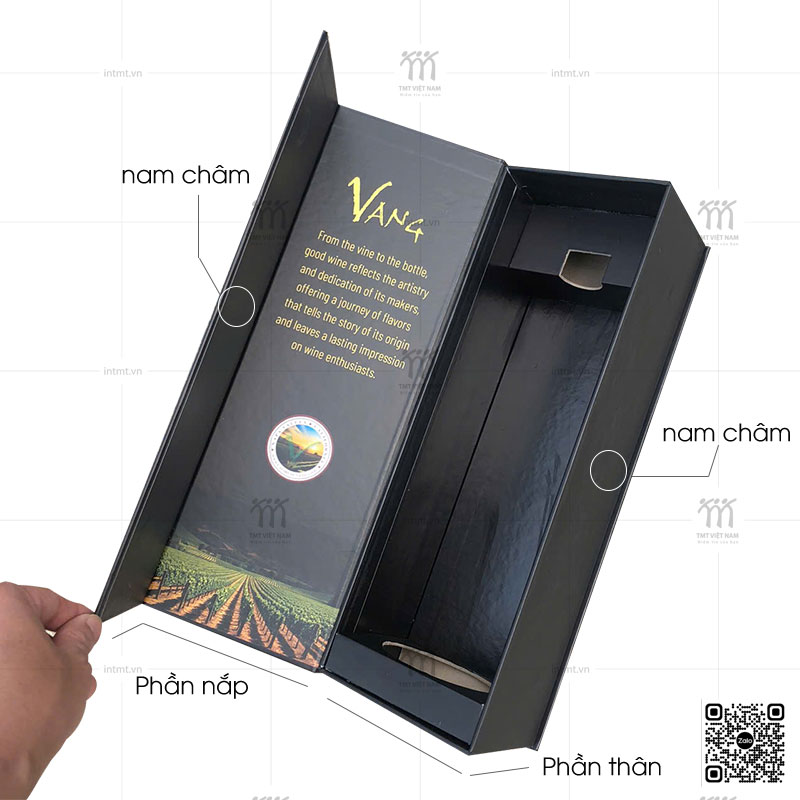 hộp đựng rượu dạng nam châm nắp hít