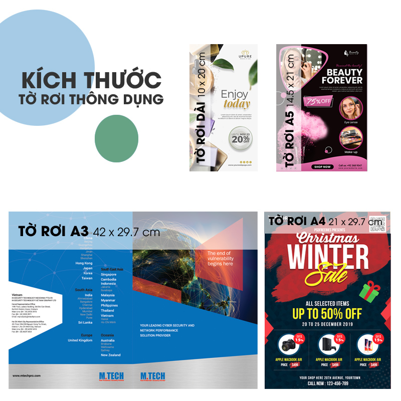 kích thước thông dụng của tờ rơi