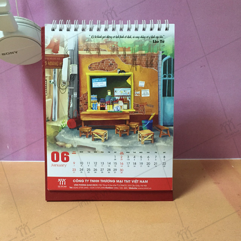 Mẫu lịch để bàn có sẵn chủ đề " Việt Nam xưa"