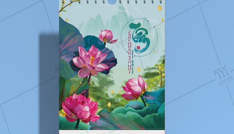 mẫu lịch phôi treo tường hoa sen