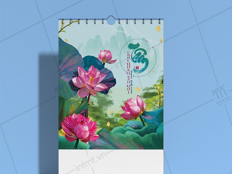 mẫu lịch phôi treo tường hoa sen
