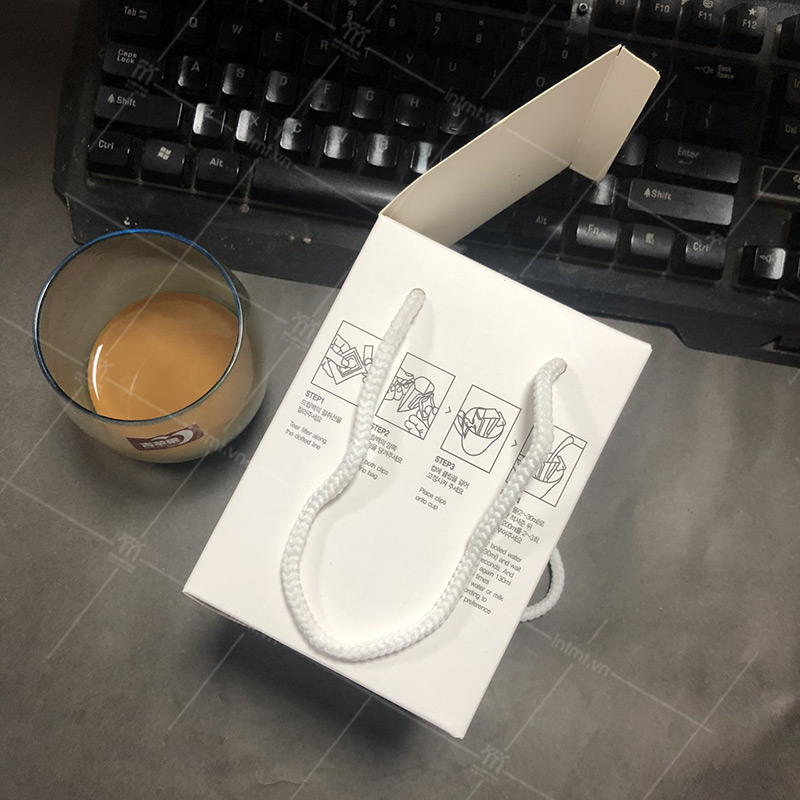 hộp đựng cà phê giấy Ivory có quai xách