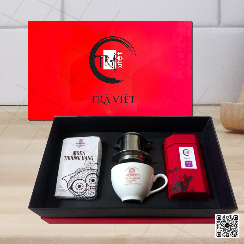 mẫu hộp quà tặng gồm cà phê và trà