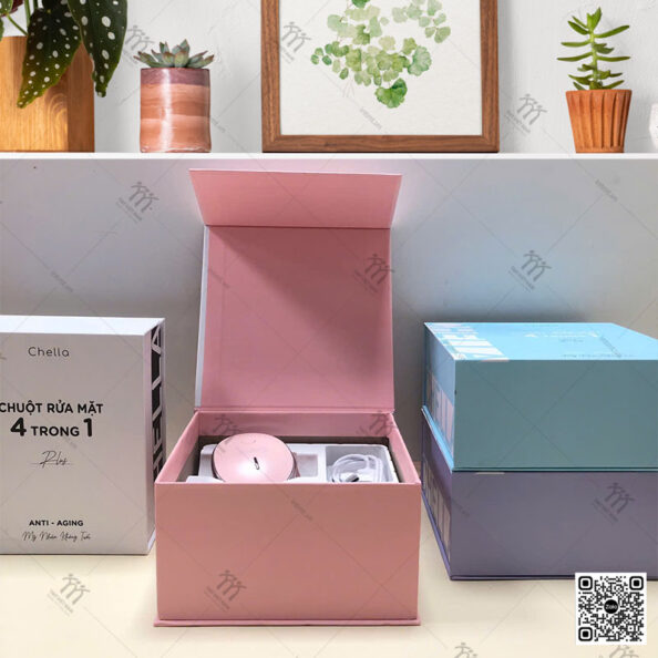Bộ 4 mẫu vỏ hộp đựng mỹ phẩm máy chăm sóc massage da mặt thương hiệu Chella