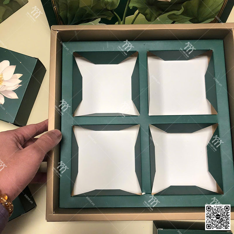 Hộp giấy Ivory đựng 4 bánh trung thu HG14 ảnh 2