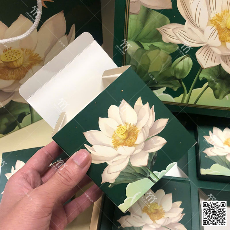 Hộp giấy Ivory đựng 4 bánh trung thu HG14 ảnh 3