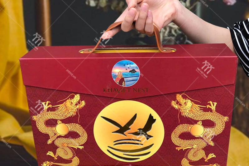 Mẫu hộp cứng đựng yến sào dây xách da