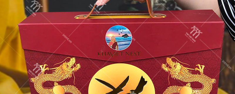Mẫu hộp cứng đựng yến sào dây xách da
